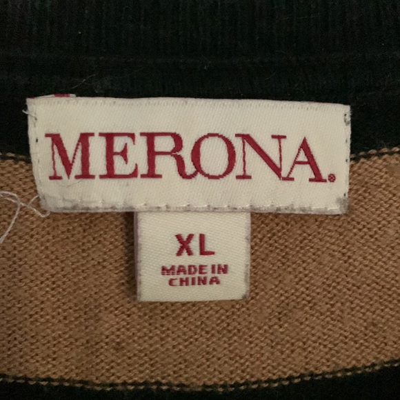 EUC Merona Brown and Black Knit Striped 3/4 Sleeve Mid-Thigh Sweater Dress - Picture 3 of 5